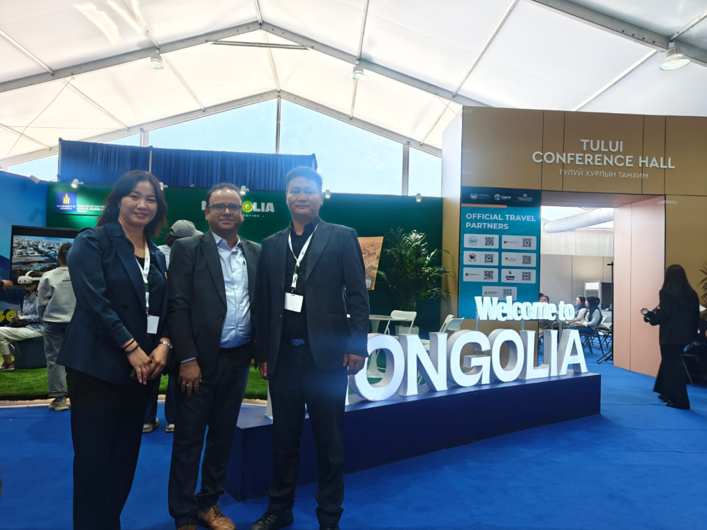 Mr. Kamlesh Kumar Pathak with colleagues at the UNCCD COP17 venue in Ulaanbaatar